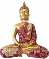 Feest decoratie boeddha thais goud rood 25 cm