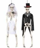 Feest decoratie horror skelet bruid en bruidegom poppen 41 cm