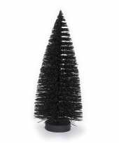 Feest decoratie kerstbomen mini kerstboompjes zwart 27 cm