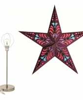 Feest decoratie kerstster paars 60 cm inclusief tafellamp lamp standaard