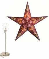 Feest decoratie kerstster rood oranje 60 cm inclusief tafellamp lamp standaard