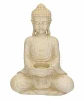 Feest decoratie waxine houder beeld boeddha 27 cm