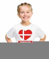 Feest denemarken hart vlag t-shirt wit jongens en meisjes