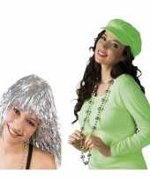Feest disco accessoires verkleedset zilver voor dames