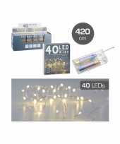 Feest draadverlichting lichtsnoer met 40 lampjes warm wit op batterij 420 cm