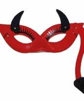Feest duivelin masker met hoorns en staart