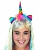 Feest eenhoorn verkleed diadeem regenboog voor dames