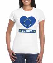 Feest europa hart vlag t-shirt wit dames