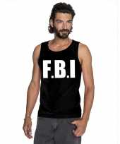Feest fbi tekst singlet-shirt tanktop zwart heren