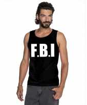 Feest fbi tekst singlet-shirt tanktop zwart heren