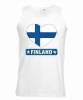 Feest finland hart vlag singlet-shirt tanktop wit heren