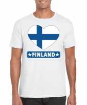 Feest finland hart vlag t-shirt wit heren