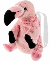 Feest flamingo vogels speelgoed artikelen rugtas rugzak knuffelbeest roze 32 cm