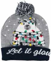 Feest foute kerstmutsen mutsen wintermutsen let it glow met verlichting