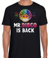 Feest funny emoticon t-shirt mister disco is back zwart voor heren