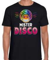 Feest funny emoticon t-shirt mister disco zwart voor heren