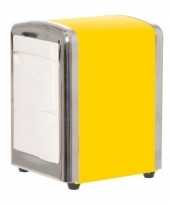 Feest gele servethouder servetten dispenser 14 cm