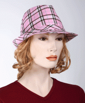 Feest geruite hoed roze