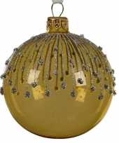 Feest gouden kerstversiering transparante kerstballen van glas 8 cm