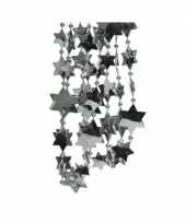 Feest grijsblauwe sterren kralenslinger kerstslinger 270 cm 3 stuks