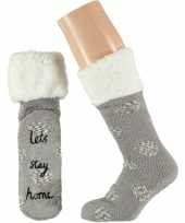 Feest grijze meisjes huissokken slofsokken anti slip stayhome mt 31 35