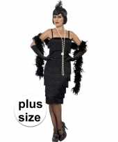 Feest grote maten zwarte jaren 20 flapper jurk lang voor dames