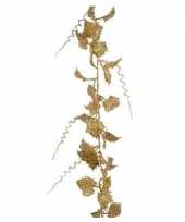 Feest guirlande lichtgouden blad met glitter186 cm kerstversiering