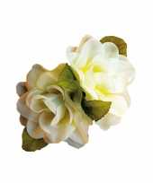 Feest hawaii accessoire witte roos haarklem
