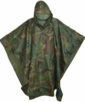 Feest herbruikbare camouflage regenponcho voor volwassenen one size