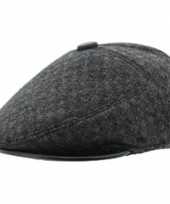 Feest heren flat cap bruin met lichte structuur