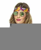 Feest hippie bril spiegelglazen groen blauw voor volwassenen