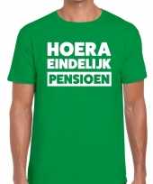 Feest hoera eindelijk pensioen t-shirt groen heren