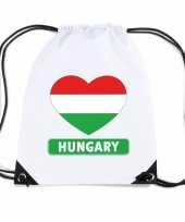 Feest hongarije hart vlag nylon rugzak wit