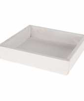 Feest houten kaarsenbord plateau vierkant white wash 20 x 20 cm