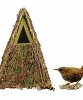 Feest houten vogelhuisje nestkastje groene camouflage 24 cm