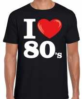 Feest i love 80s eighties t-shirt zwart heren