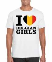Feest i love belgian girls t-shirt wit heren