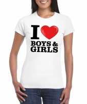 Feest i love boys girls t-shirt wit dames