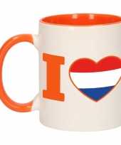 Feest i love holland mok beker oranje wit 300 ml