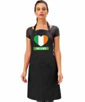 Feest ierland hart vlag barbecueschort keukenschort zwart