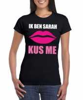 Feest ik ben sarah kus me t-shirt zwart dames