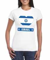 Feest israel hart vlag t-shirt wit dames