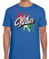 Feest italia italie t-shirt spetter blauw voor heren