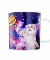 Feest kat poes in de ruimte beker 300 ml