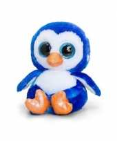 Feest keel toys pluche pinguin knuffel blauw wit15 cm