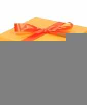 Feest kerst cadeautje oranje met oranje strik 19 cm