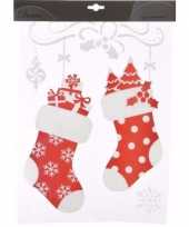 Feest kerst decoratie raamstickers sokken 2 stuks 40 cm type 1