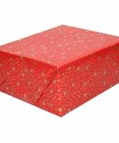 Feest kerst inpakpapier rood met gouden sterren print 200 x 70 cm