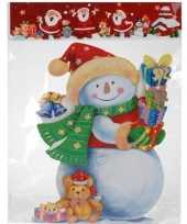 Feest kerst raamstickers raamdecoratie 3d sneeuwpop 25 x 34 cm