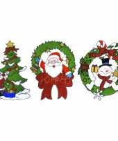 Feest kerst thema raamstickers set van 3x stuks van 30 cm